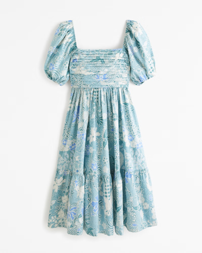 Emerson Poplin Puff Sleeve Midi Dress | Abercrombie & Fitch (US)