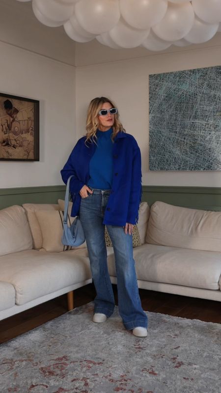 Monday Blues 💙🩵
Episode 2 in the monochrome series!

🧚‍♀️ Blue Tassle Jacket - Kooples 
🧚‍♀️ Blue knit jumper - Whistles
🧚‍♀️ Blue flared Jeans - 7 for all mankind 
🧚‍♀️ Blue Sunglasses - Free People
🧚‍♀️ Blue bumbag - Uniqlo
🧚‍♀️ Trainers - Veja 