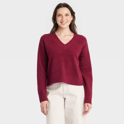 Women's Cozy Knit V-Neck Pullover Sweater - Universal Thread™ | Target