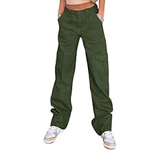 High Waist Baggy Cargo Jeans for Women Flap Pocket Relaxed Fit Straight Wide Leg Y2K Fashion Jean... | Amazon (US)