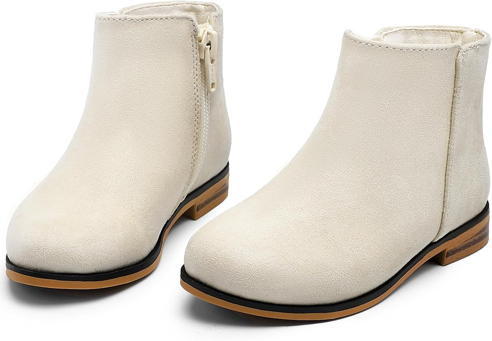 Girls Boots Kids Ankle Boots Side Zipper Booties Fashion Short Suede Low Heels | Amazon (US)