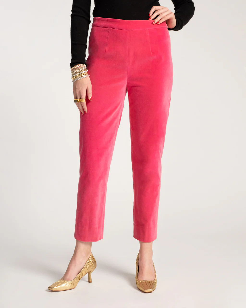 Lucy Pant Stretch Velvet Hot Pink | Frances Valentine