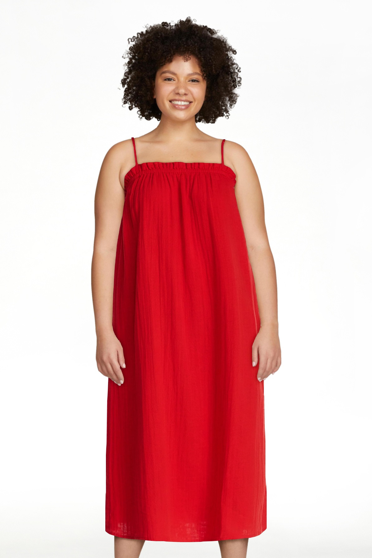 Time and Tru Women's Sleeveless Double Cloth Cotton Midi Dress, Sizes XS-XXXL | Walmart (US)