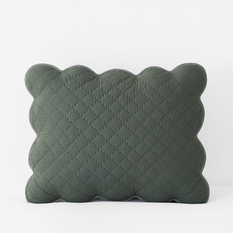 Scallop Quilted Sham - Forest Green, Standard | The Company Store