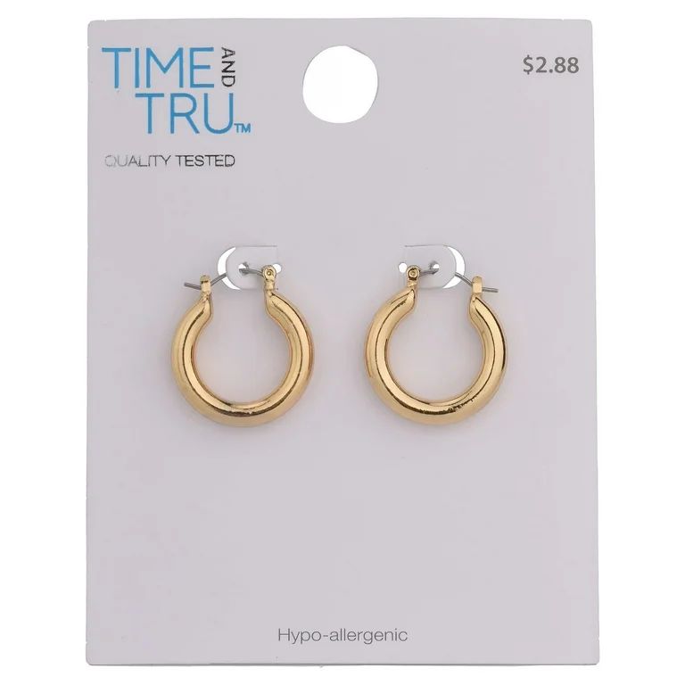 Time and Tru Women's Gold Medium Thick Hoop Earring | Walmart (US)