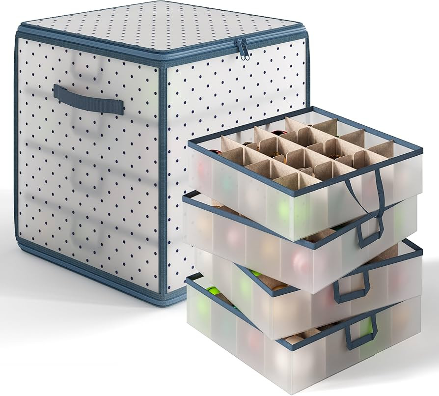 Hearth & Harbor Christmas Ornament Storage Box With 4 Inner Tray Dividers - Plastic Ornament Stor... | Amazon (US)