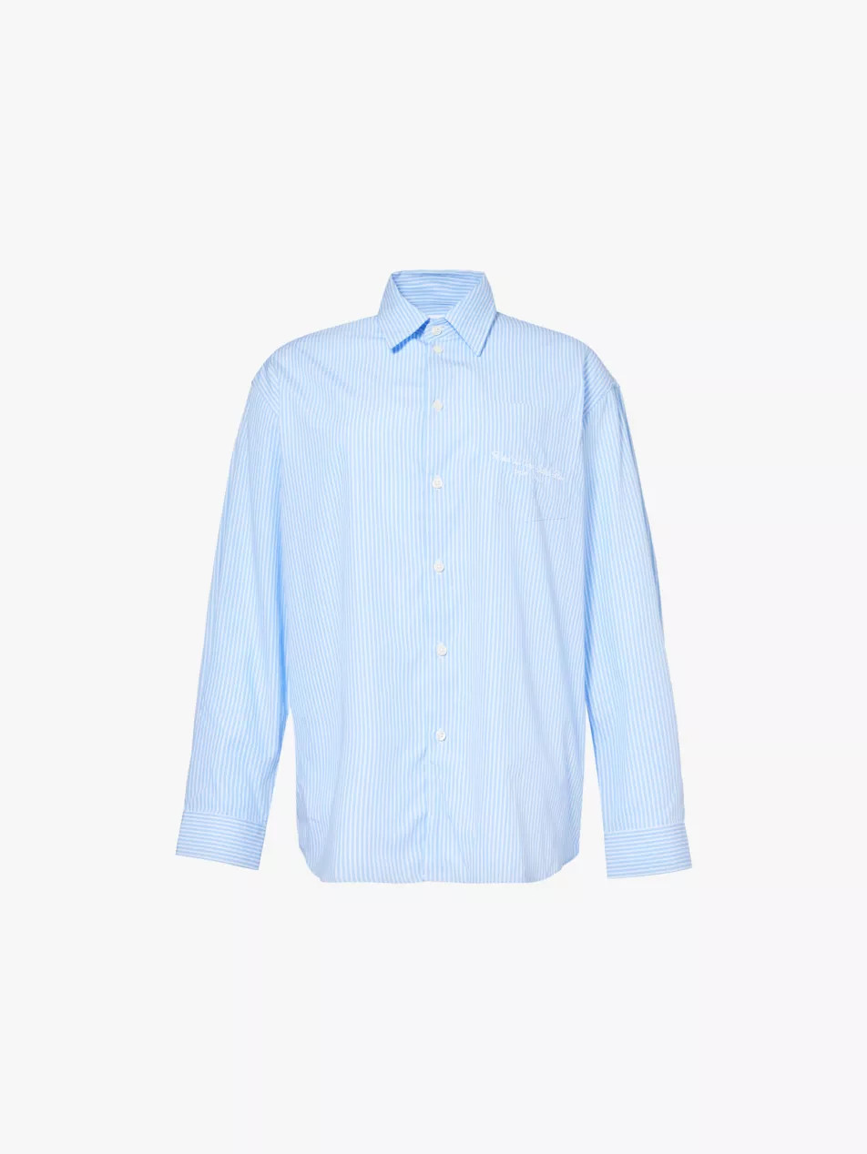 Eden logo-patch relaxed-fit cotton-poplin shirt | Selfridges