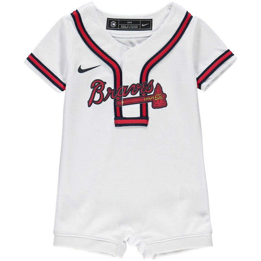 Newborn & Infant Atlanta Braves Nike White Official Jersey Romper | MLB Shop