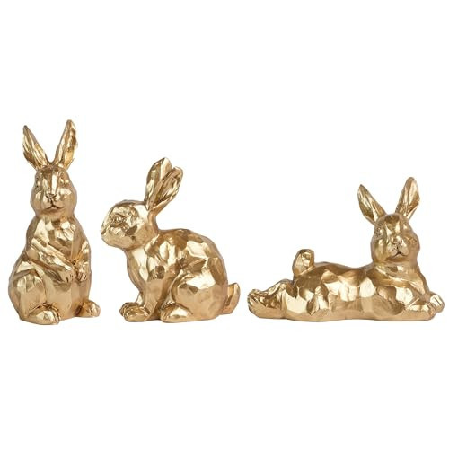 3pcs Gold Bunny Easter Decor,Small Rabbit Figurines for Spring Table Vintage Home Decorations | Amazon (US)