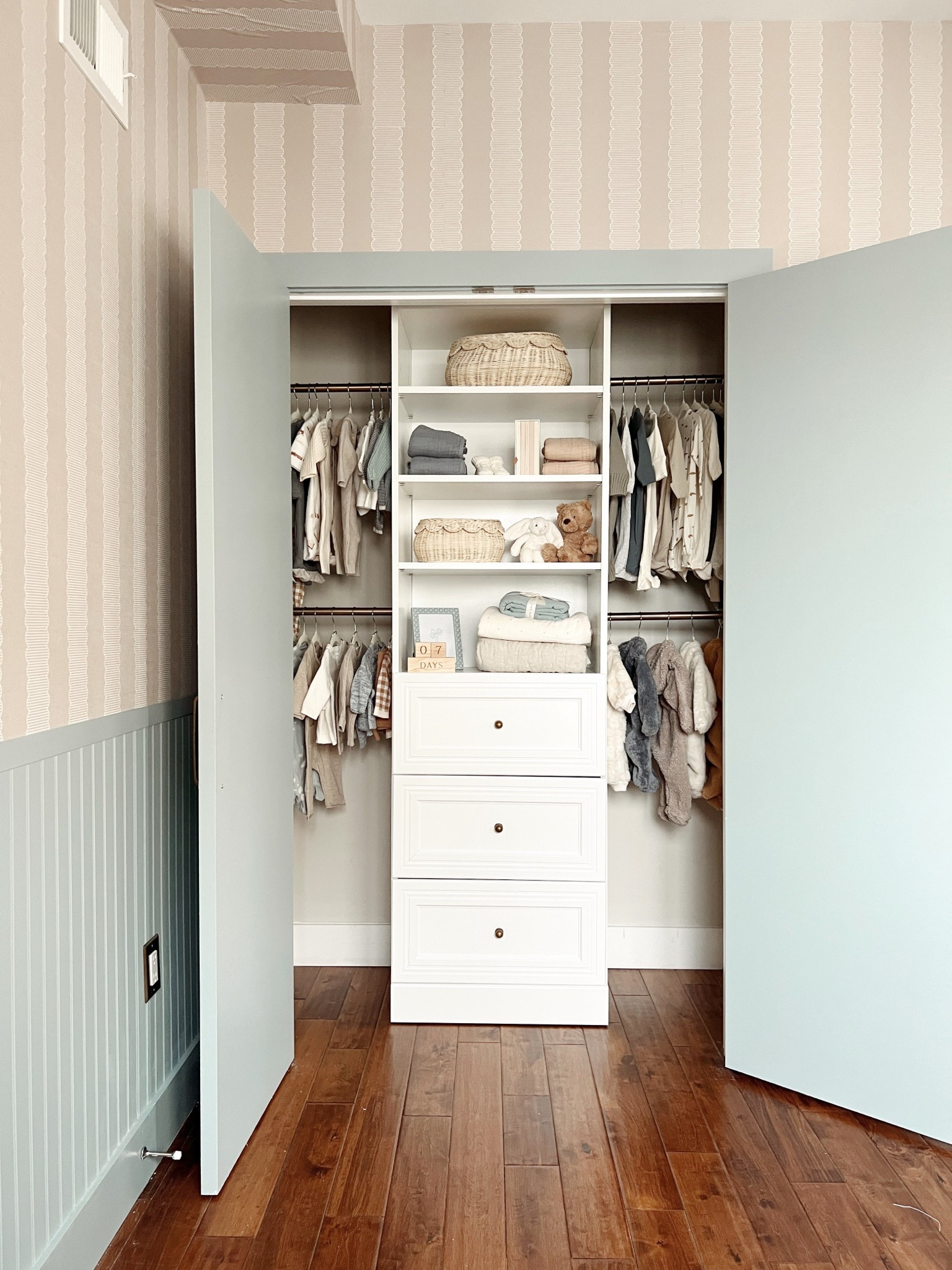 Nursery closet (my exact closet organizer is the 25 inch versatile by Bestar which can be found on their website but I have similar options linked!) 

#LTKBaby #LTKHome