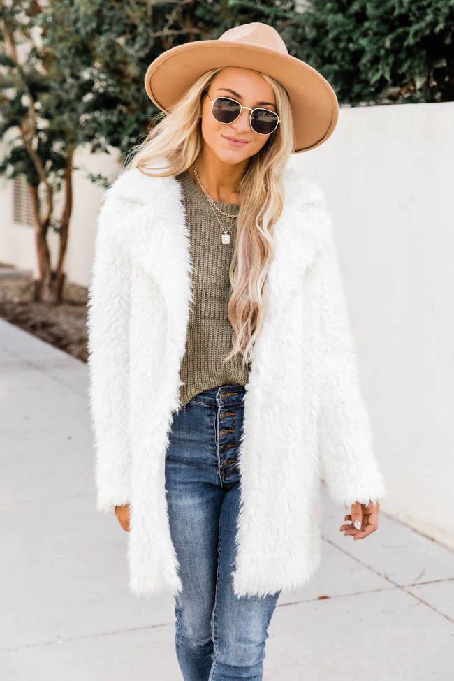 Love Of The Season Ivory Faux Fur Coat | The Pink Lily Boutique