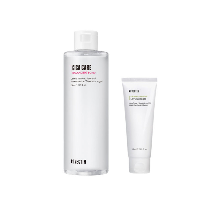 ROVECTIN - Cica Care Purifying Toner - 260ml (1ea) + Calming Lotus Cream (New Version) - 60ml (1ea) Set | Stylevana