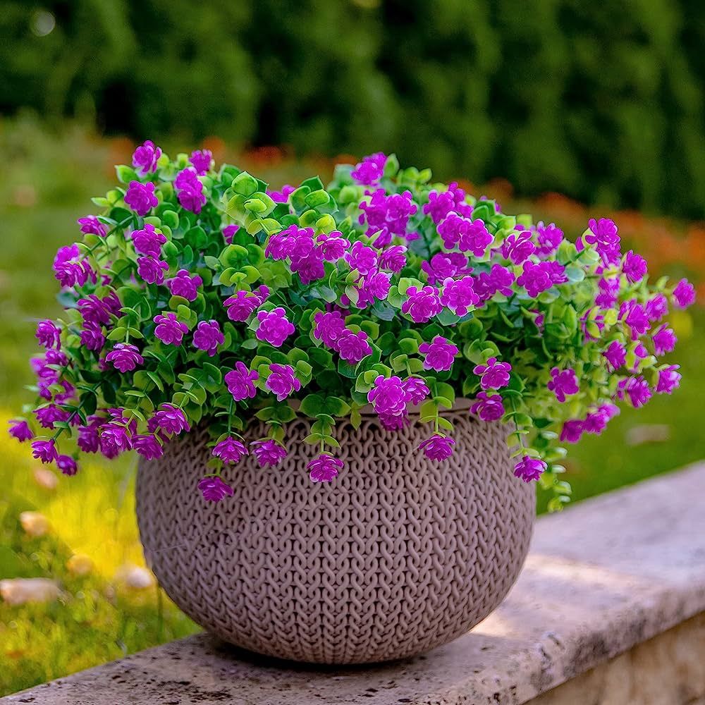 Artificial Flowers for Outdoors UV Resistant - 12 PCS Bundles Faux Fake Outdoor Plants Plastic Fl... | Amazon (US)