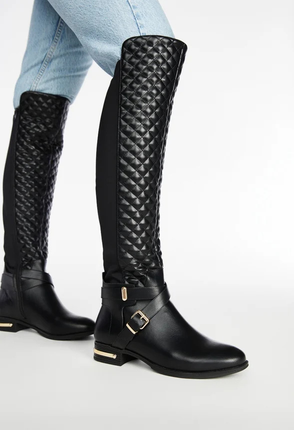 Annabeth Quilted Flat Boot | JustFab