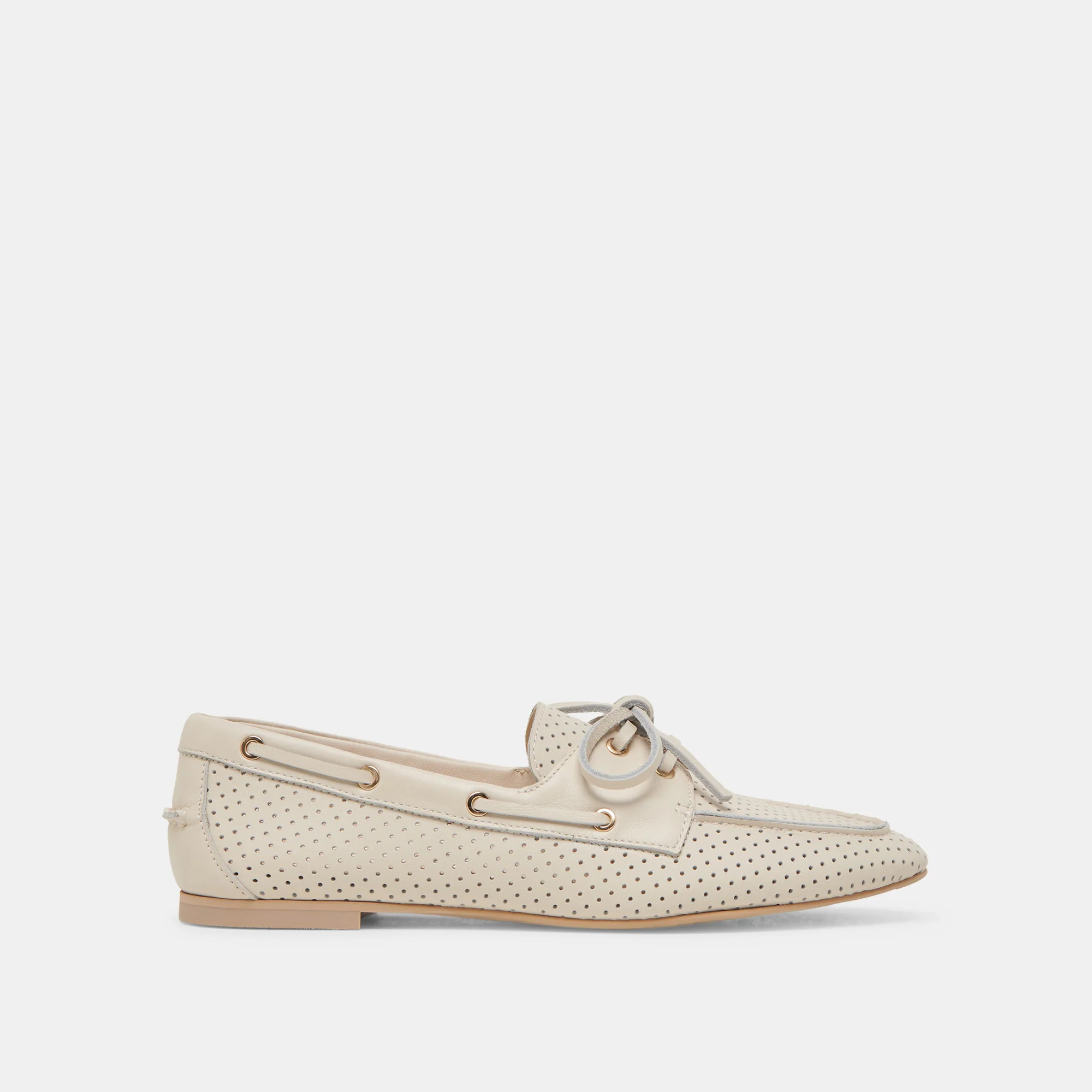 Lakin Loafers Ivory Perforated Leather | DolceVita.com