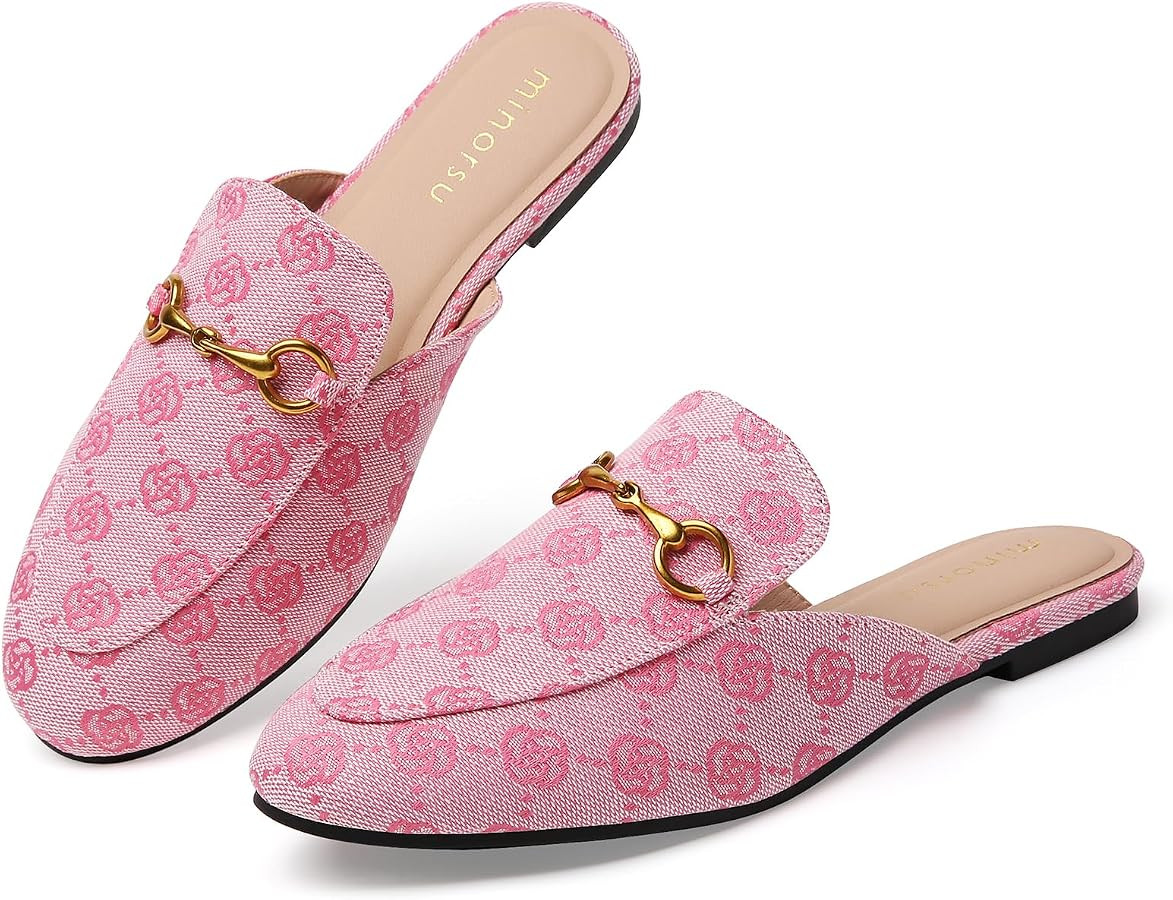 Minorsu Buckle Mules for Women Flats Loafers Shoes for Work Office Business | Amazon (US)