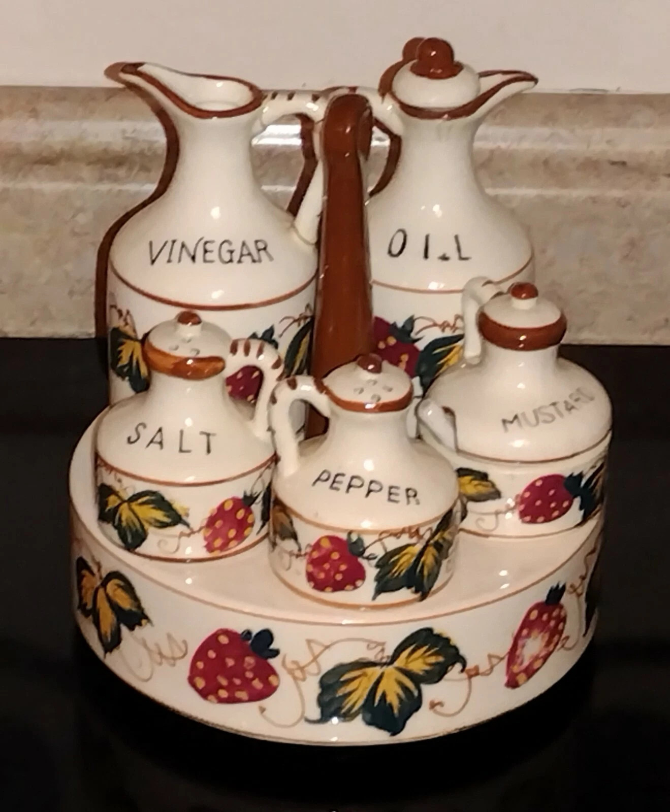 VTG Caddy Castor Cruet Condiment Set Porcelain 5 Hand Painted Bottles Victorian | eBay | eBay US
