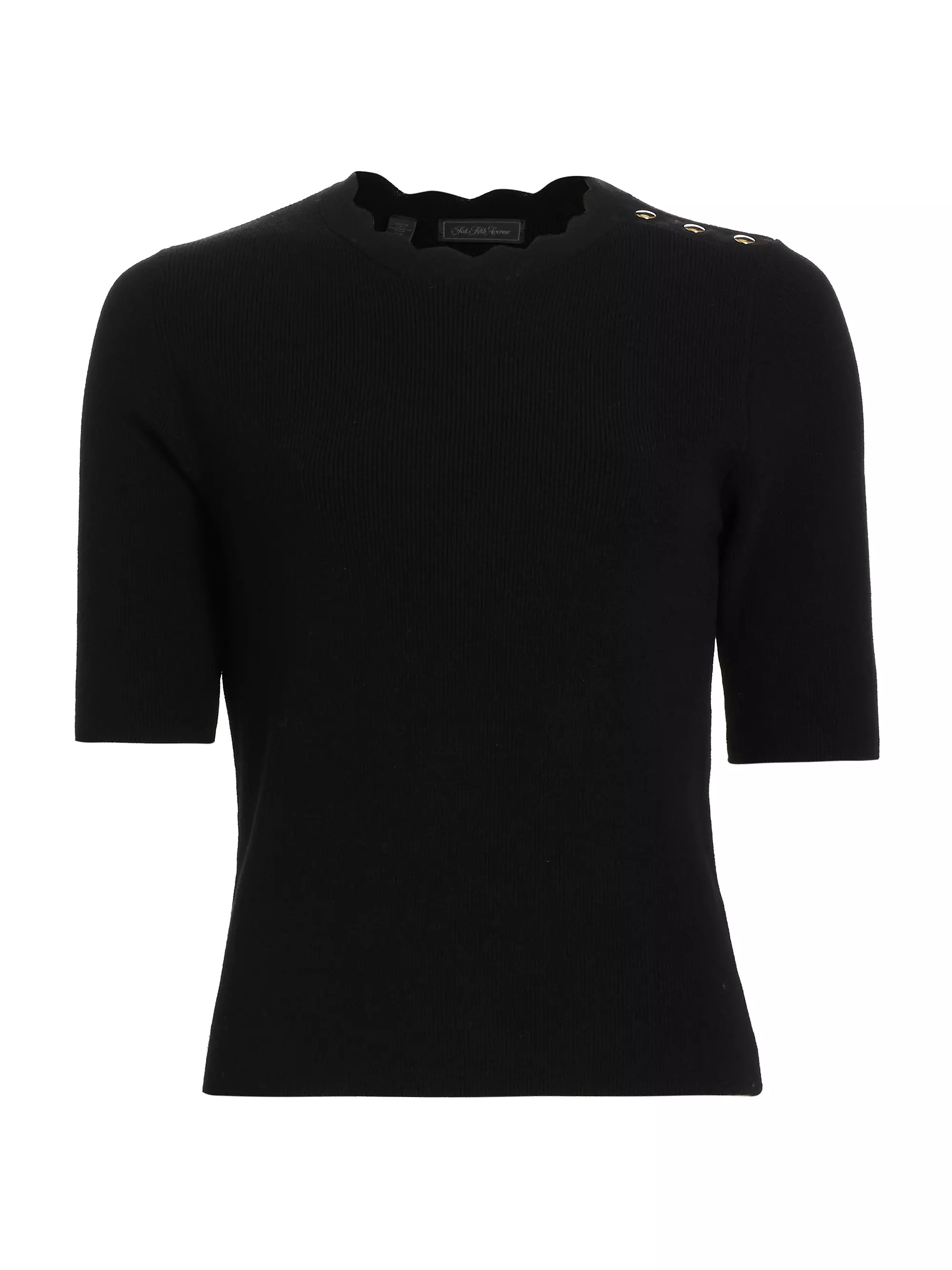 Scalloped Button-Shoulder T-Shirt | Saks Fifth Avenue