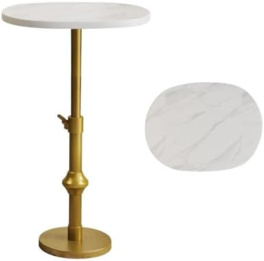 Marble Drink Table, 10"x12"x(22“~30") Martini Table with Metal Antique Brass Adjustable Stand B... | Amazon (US)