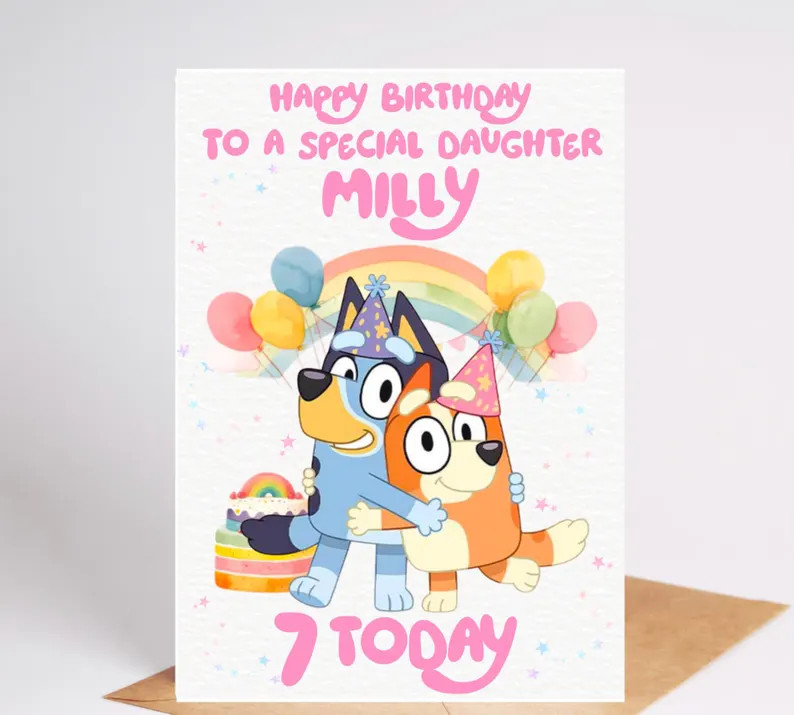 Personalised Bluey Birthday Card for Daughter, Granddaughter, Sister, Niece. Bluey and Bingo Them... | Etsy (US)