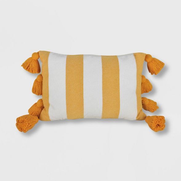 Chenille Striped Lumbar Throw Pillow Yellow - Opalhouse™ | Target