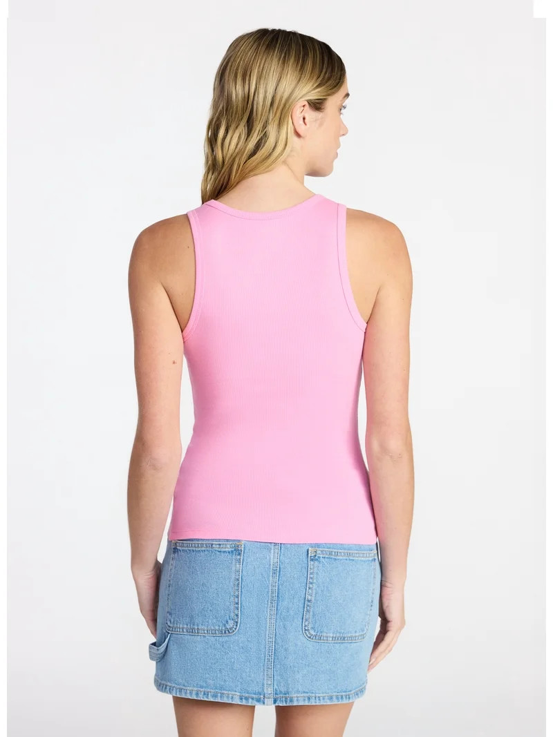 No Boundaries Ribbed High Neck Tank Top, Women's XXS-XXL | Walmart (US)