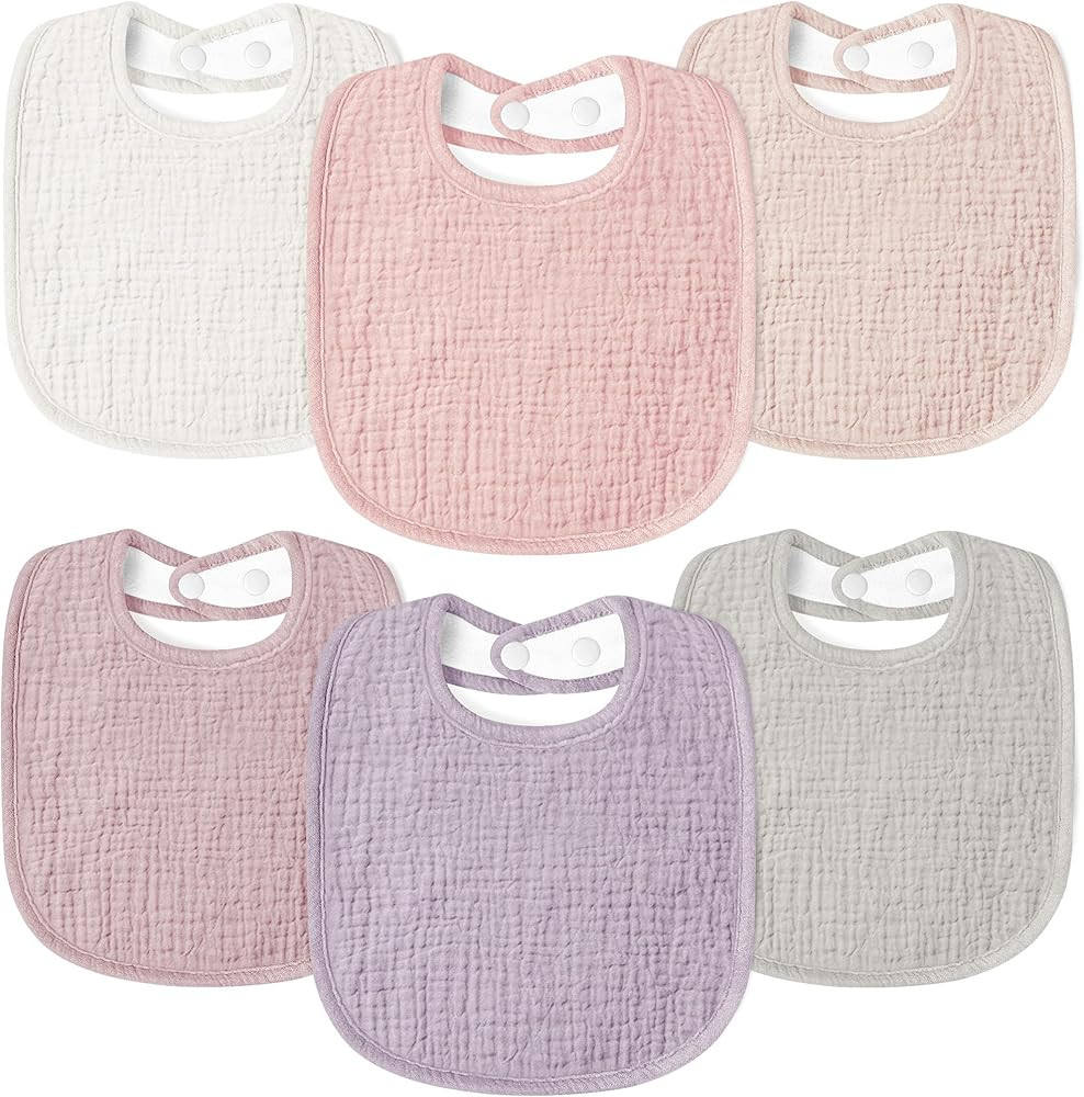 Susurration Muslin Baby Drool Bibs 6Pack Soft Square Adjustable Baby Bandana Bibs for Unisex Girl... | Amazon (US)