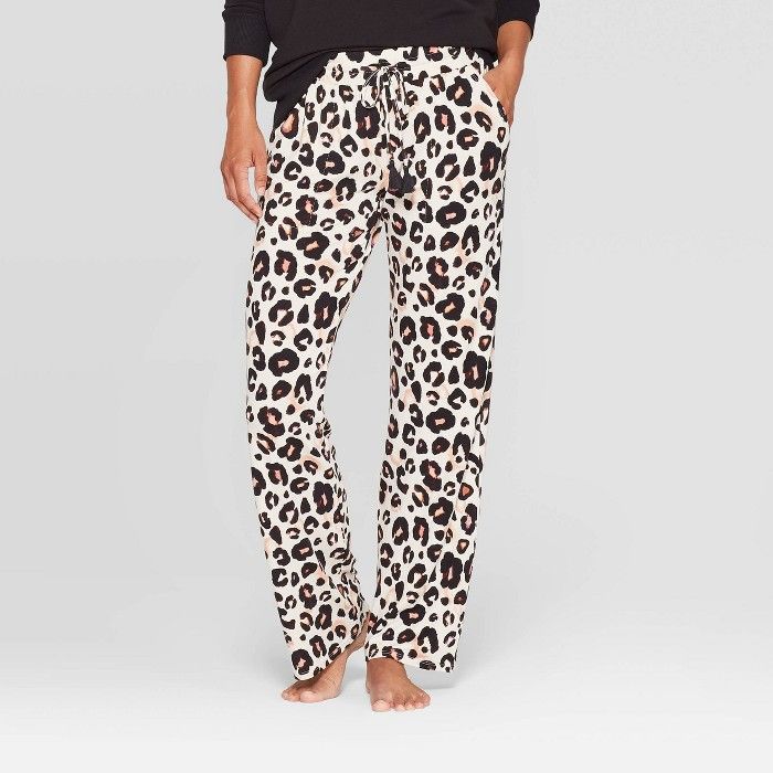 Women's Leopard Print Beautifully Soft Pajama Pants - Stars Above™ Oatmeal | Target