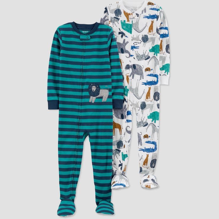 Carter's Just One You® Toddler Boys' 2pk Lion Safari Footed Pajama - Green | Target