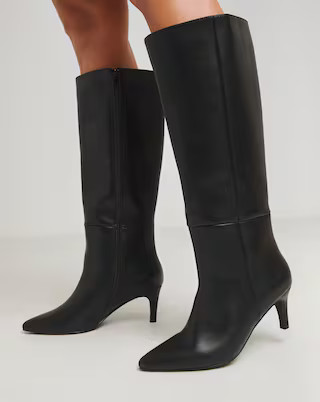 Asha Straight Loose Fit Kitten Heel Boots Wide E Fit Standard Calf | Simply Be (UK)