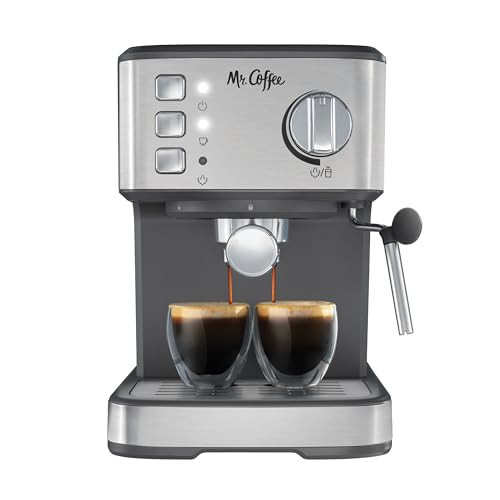 Mr. Coffee Compact Espresso Maker, Espresso Machine With Steam Wand, 15-Bar Pump Automatic Espresso Machine | Amazon (US)
