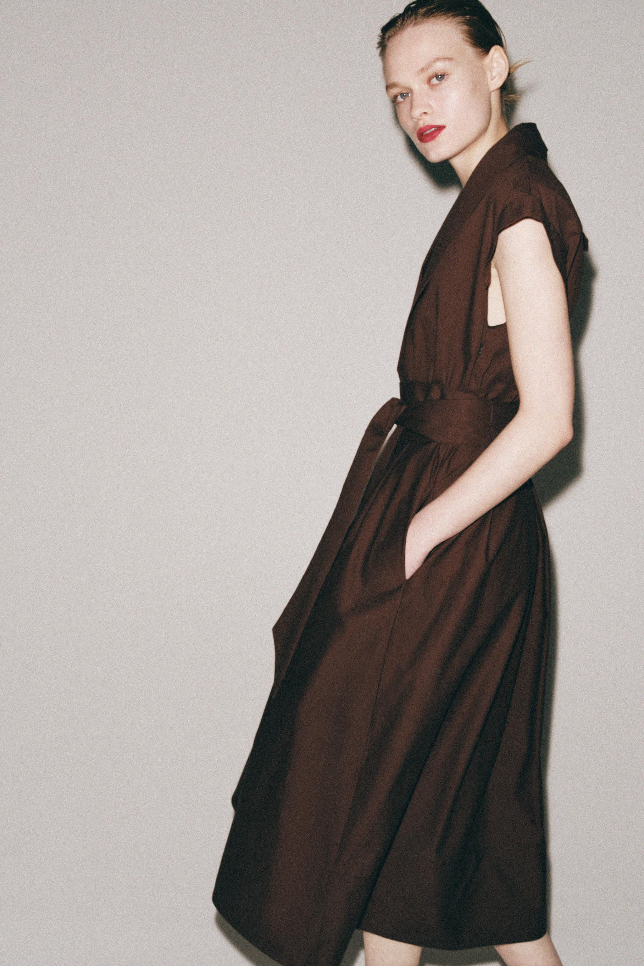 ZW COLLECTION PLEATED POPLIN DRESS | Zara US