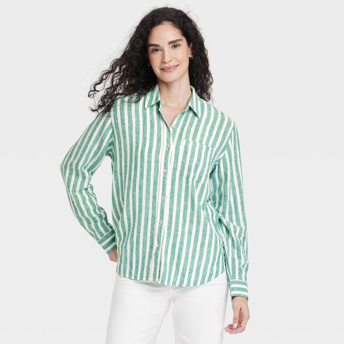 Women's Long Sleeve Collared Linen Button-Down Shirt - Universal Thread™ | Target