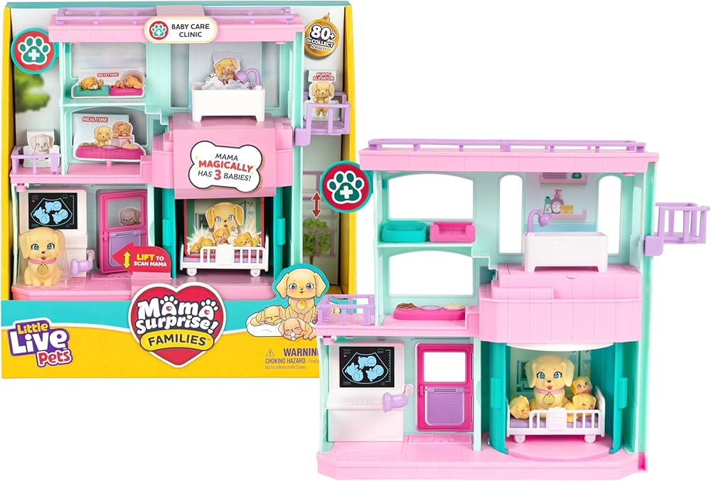 Little Live Pets Mama Surprise Families Baby Care Clinic Playset, Magically Reveal 3 Retriever Pu... | Amazon (UK)