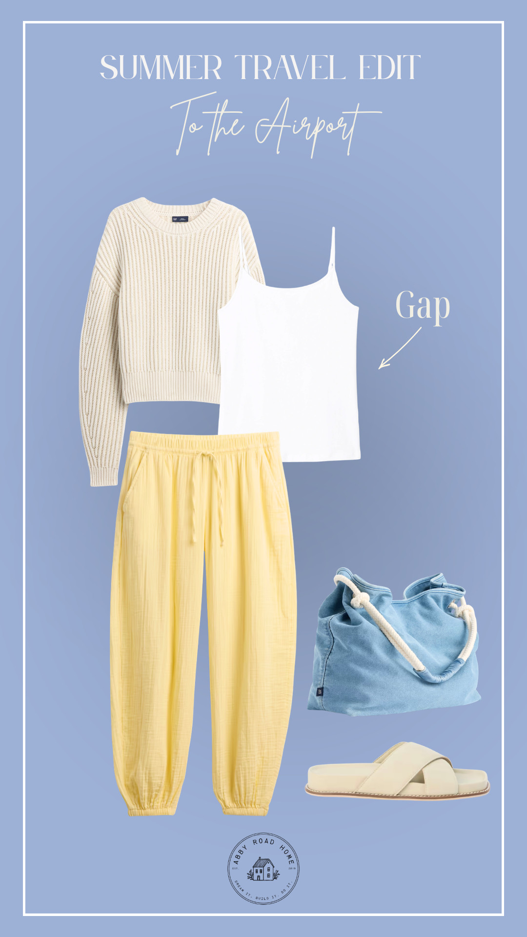 Summer Travel Edit: The Airport Outfit That Looks Expensive but Feels Like Pajamas.

My ideal airport uniform for summer travel ✈️ Soft gauze joggers, a simple white tank, a lightweight knit for chilly flights, easy slide sandals, and an oversized tote that fits all the essentials. Comfortable enough for long travel days, polished enough to go straight from the airport to lunch. The butter yellow and powder blue color palette feels fresh, elevated, and effortlessly summer. 

 #LTKootd #LTKmorningroutine #LTKTravel