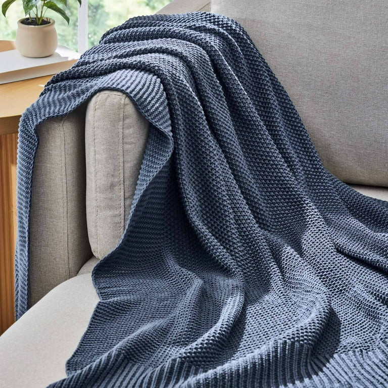 Better Homes and Gardens, Chunky Knit Indigo Throw, Cotton-Blend, 50"x60", 2.3 lb, All Ages - Wal... | Walmart (US)