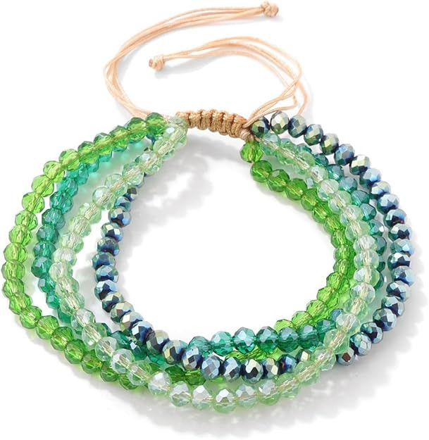 Beaded Adjustable Rope Stackable Bracelets Bohemian Colorful Handmade Summer Beach Boho Lightweig... | Amazon (US)