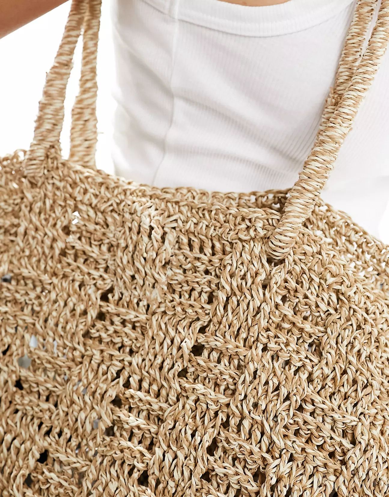 ASOS DESIGN straw hand crochet tote bag in mixed weave  | ASOS | ASOS (Global)