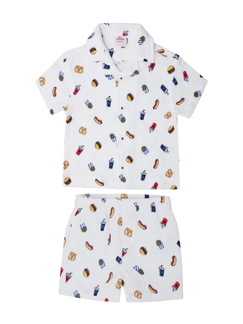 Way to Celebrate Toddler Boy Americana Shirt and Short Set, Sizes 12M-5T | Walmart (US)