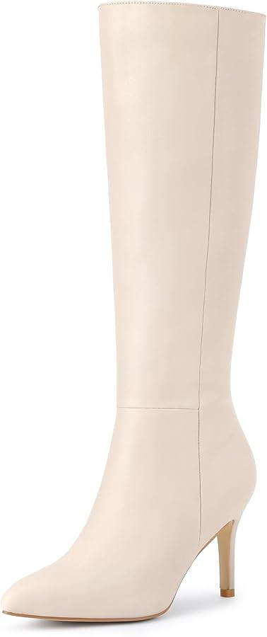 Allegra K Women's High Heels Pointed Toe Stiletto Heel Knee High Boots | Amazon (US)