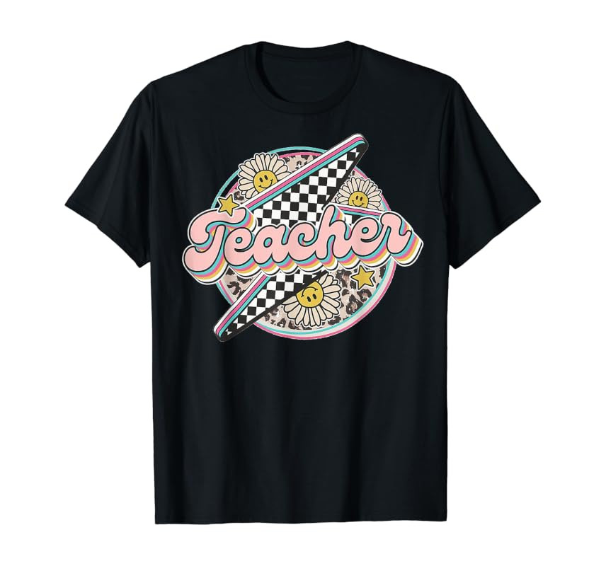 Retro Groovy Hippies Teacher Back To School Funny Gift T-Shirt | Amazon (US)