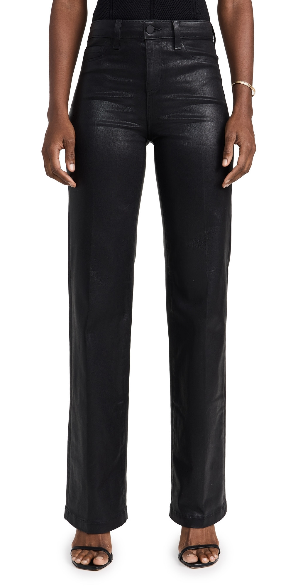 L'AGENCE Clayton Wide Leg Jeans Noir Coated 29 | Shopbop