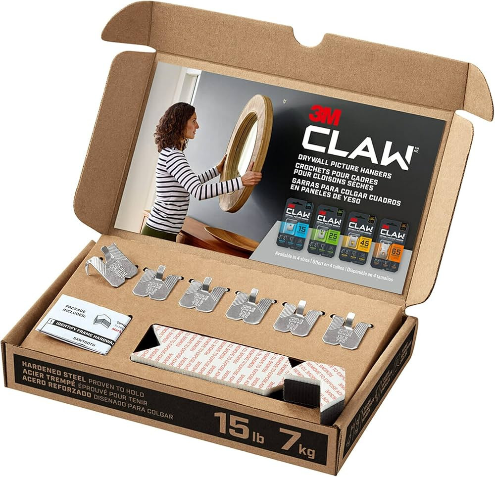 3M CLAW Drywall Picture Hanger with Temporary Spot Marker, Holds 15 lbs, 6 Hangers, 6 Markers/Pac... | Amazon (US)
