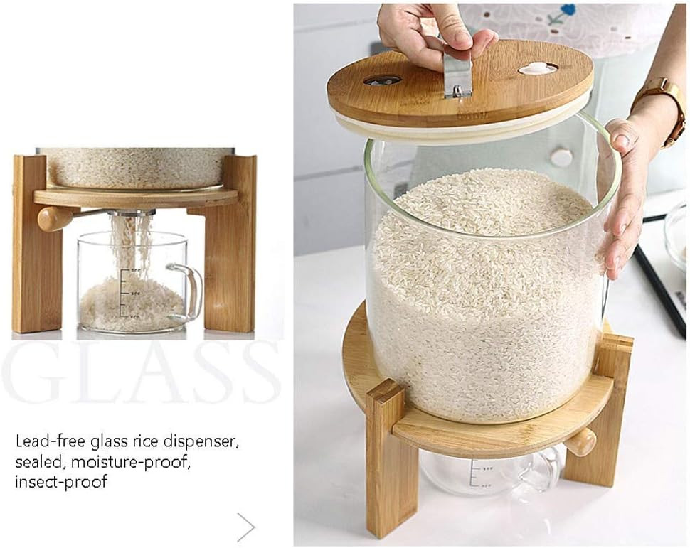Flour and Cereal Container, Rice Dispenser 5L/8L, Creative Glass Food Storge Container for Kitche... | Amazon (US)