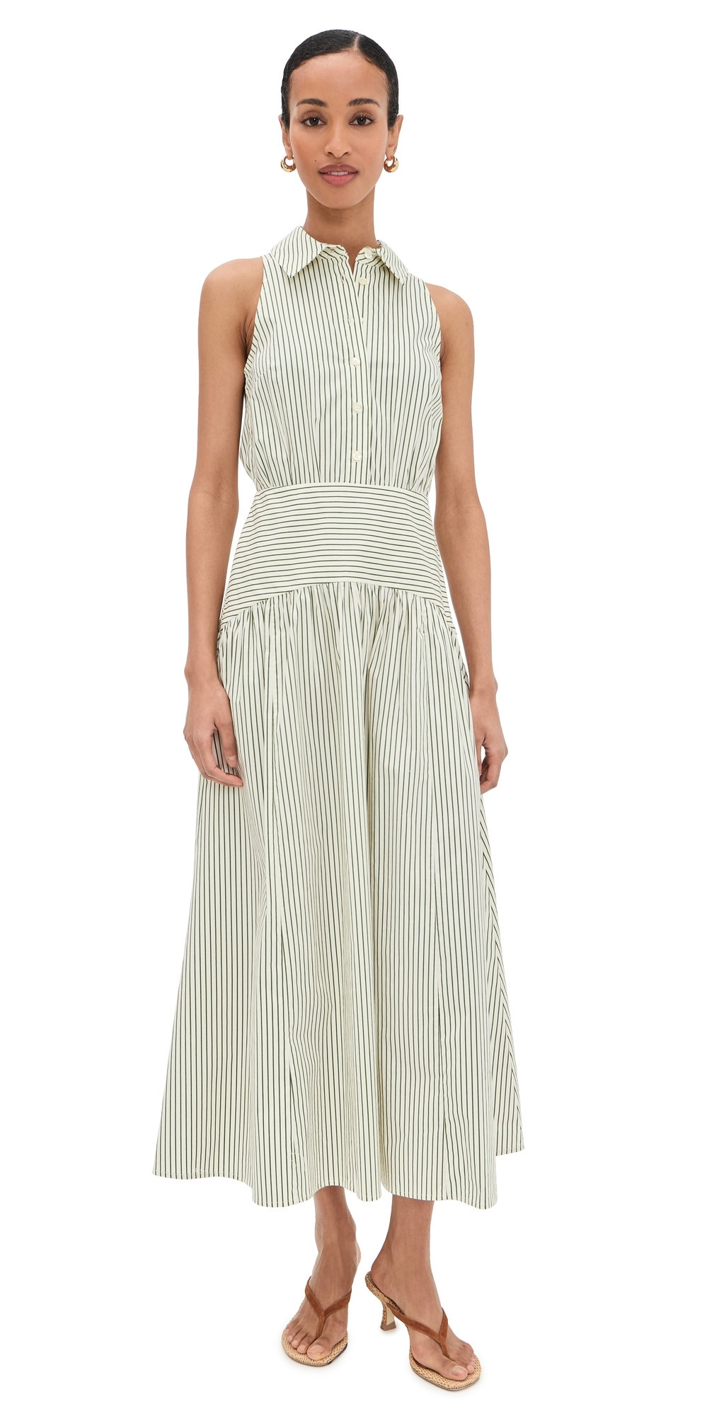 STAUD Romy Dress Chive Stripe 12 | Shopbop