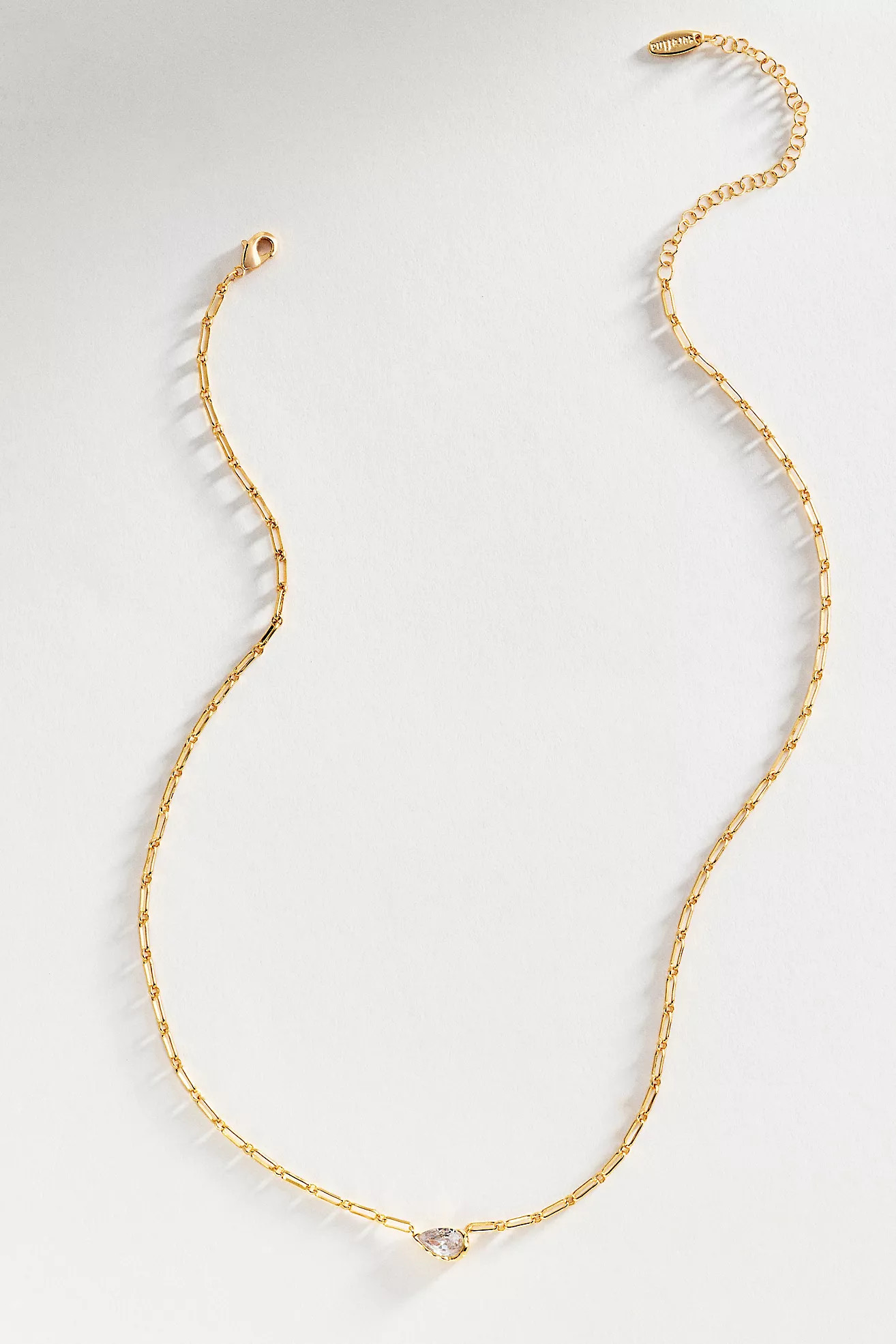Bezel Crystal Paperclip Chain Necklace | Anthropologie (US)
