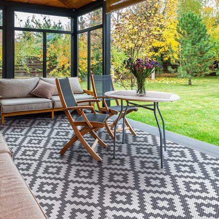 Reversible Outdoor Rug for Patio Clearance 6 x9 Waterproof Plastic Mat Patio Camping Rv Deck Porch C | Walmart (US)