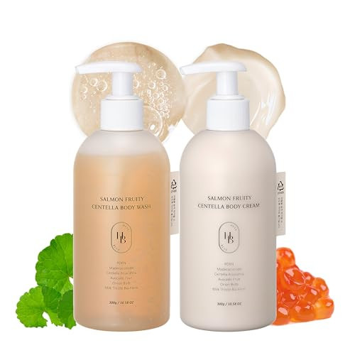 HEVEBLUE Salmon Fruity Centella Body Wash & Body Cream Duo - Complete Gift Set for Sensitive Skin | Amazon (US)