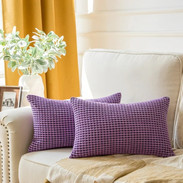 Phantoscope Soft Corduroy Corn Striped Velvet Series Decorative Throw Pillow, 12" x 20", Purple, ... | Walmart (US)