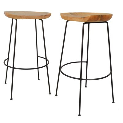 Carolina Cottage Set of Ashton stool Set of 2 Natural/Black 30-in H Bar height Bar Stool Lowes.co... | Lowe's